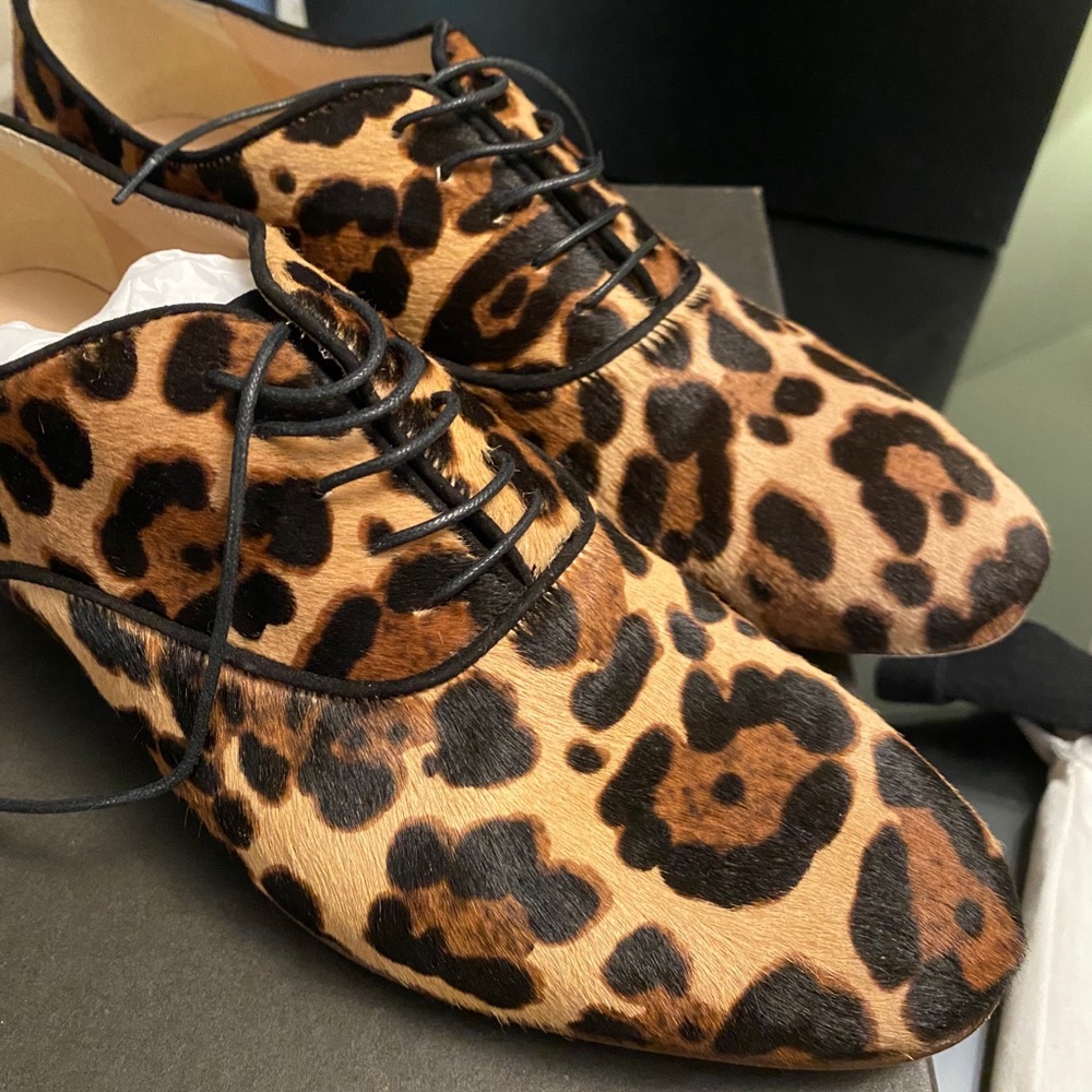 NEW J.Crew Calf Hair Leopard Oxfords Size 8